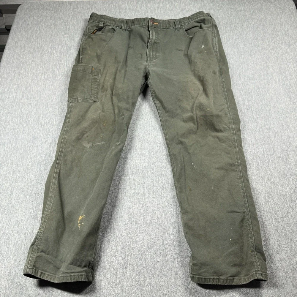 Ariat Pants Mens 40x30 Green Rebar M4 Relaxed Straight Canvas Work Utility Cargo